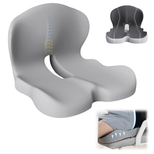 givuaime Rutschfester Sitz aus Memory-Schaumstoff, 2025 Neuest Rücken und Sitzkissen, Sitzkissen Orthopädisch mit Rückenstütze und L-Förmige Lordosenstütze, für Bürostühle Autositze (Hellgrau) von givuaime