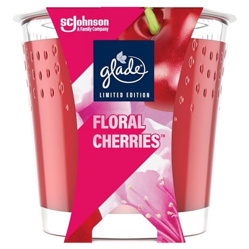 Glade Duftkerze im Glas, Duftkerze mit ätherischen Ölen, bis zu 42 Stunden Brenndauer, Blumenkirschen, 129 g von glade