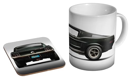 glades Steve McQueen's Bullitt Mustang – Keramik-Kaffeetasse + Untersetzer, Geschenk-Set von glades