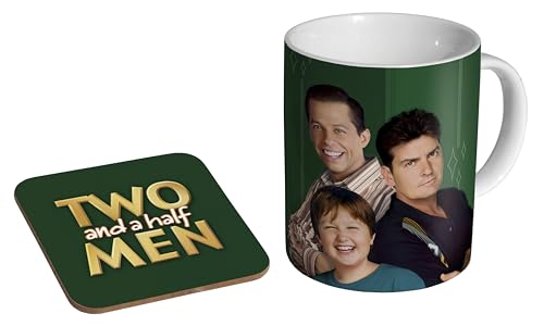 glades Two and a Half Men – Keramik-Kaffeetasse + Untersetzer, Geschenk-Set von glades