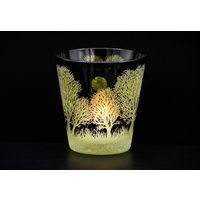 Windlicht Teelichthalter Landschaft Vollmond Raureif Tiefschnittgravur Handgraviert von glaskunstwschmid