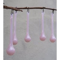 6 Seltene Art Echtes Glas Kristall Prisma Pink Rose Opaline Lampe Kronleuchter Teil 3 von glassscale