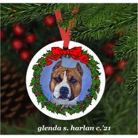 American Staffordshire Terrier Weihnachtsschmuck - Vier Kranz Designs Personalisierung Erhältlich von glendaharlan