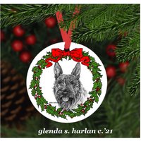 Berger Picard Hund Weihnachtsschmuck - Vier Kranz Designs Personalisierung Erhältlich von glendaharlan