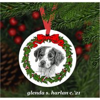 Bretagne Spaniel Hund Weihnachtsschmuck - Vier Kranz Designs von glendaharlan