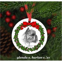 Brüssel Griffon Weihnachtsschmuck - Vier Kranz Designs Personalisierung Erhältlich von glendaharlan