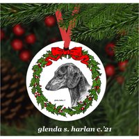 Dackel Glatten Mantel Hund Weihnachtsschmuck - Vier Kranz Designs von glendaharlan