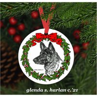 Deutscher Schäferhund Weihnachtsschmuck - Vier Kranz Designs Personalisierung Verfügbar von glendaharlan
