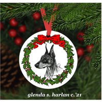Doberman Hund Weihnachtsschmuck - Vier Kranz Designs Personalisierung Erhältlich von glendaharlan