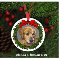 Golden Retriever Hund Weihnachtsschmuck - Vier Kranz Designs Personalisierung Erhältlich von glendaharlan