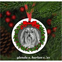 Havanese Hund Weihnachtsschmuck - Vier Kranz Designs Personalisierung Erhältlich von glendaharlan