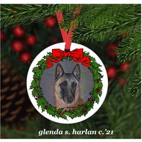 Malinois Hund Weihnachtsschmuck - Vier Kranz Designs Personalisierung Erhältlich von glendaharlan