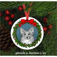 Pembroke Corgis Hund Weihnachtsschmuck - Vier Kranz Designs Personalisierung Erhältlich von glendaharlan
