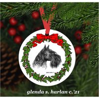 Schwarzer Schnauzer Hund Weihnachtsschmuck - Vier Kranz Designs Personalisierung Erhältlich von glendaharlan