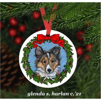 Shetland Sheepdog Welpen Weihnachtsschmuck - Vier Kranz Designs von glendaharlan