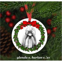 Shih Tzu, Zeigen Schnitt, Weihnachtsschmuck - Vier Kranz Designs Personalisierung Erhältlich von glendaharlan