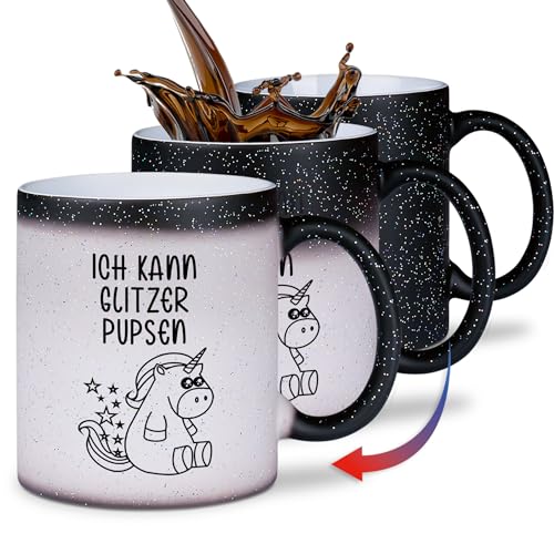 glitzertassen.de® | Ich kann Glitzer pupsen | Farbwechseltasse mit Glitzer | Geschenkidee | Lustige Sprüche | Magic-Tasse | Keramik | 330 ml von glitzertassen-de