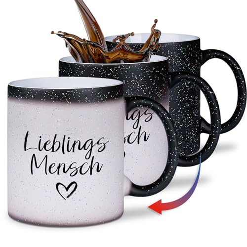 glitzertassen.de® | Lieblingsmensch | Farbwechseltasse mit Glitzer | Geschenkidee | Lustige Sprüche | Freunde | Magic-Tasse | Keramik | 330 ml von glitzertassen-de