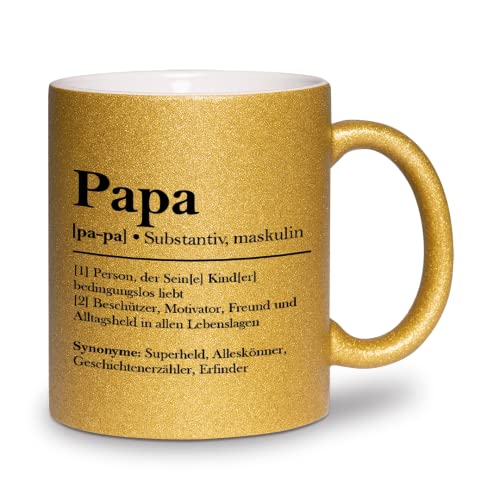 glitzertassen.de® | Papa Definition | Tasse mit Glitzer | Geschenkidee | Gold von glitzertassen-de