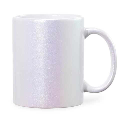 glitzertassen.de® | Perlmutt Glitzertasse Weiß | Geschenkidee | Hochwertig | Tasse mit Glitzer | Kaffeebecher | Keramik | 330 ml von glitzertassen-de