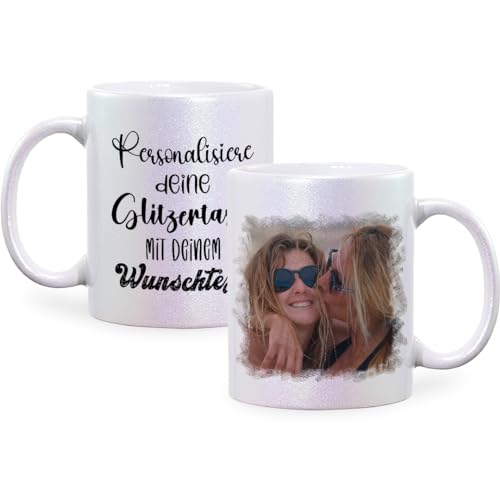 glitzertassen.de® | Personalisierte Perlmutt Glitertasse mit Bild/Text | Perlmutt Glitzertasse | Geschenkidee | personalisiert | Kaffeebecher | Keramik | 330 ml von glitzertassen-de