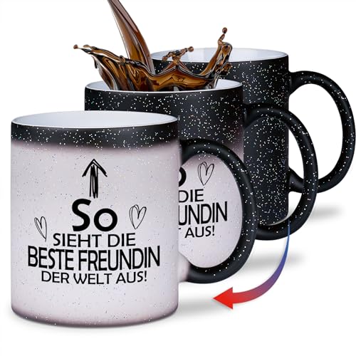 glitzertassen.de® | So sieht die beste Freundin der Welt aus | Farbwechseltasse mit Glitzer | Geschenkidee | Lustige Sprüche | Magic-Tasse | Keramik | 330 ml von glitzertassen-de