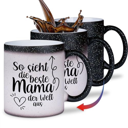 glitzertassen.de® | So sieht die beste Mama der Welt aus | Farbwechseltasse mit Glitzer | Geschenkidee | Lustige Sprüche | Magic-Tasse | Keramik | 330 ml von glitzertassen-de