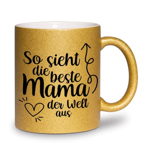 glitzertassen.de® |So sieht die beste Mama der Welt aus | Tasse mit Glitzer | Geschenkidee (Gold) von glitzertassen-de