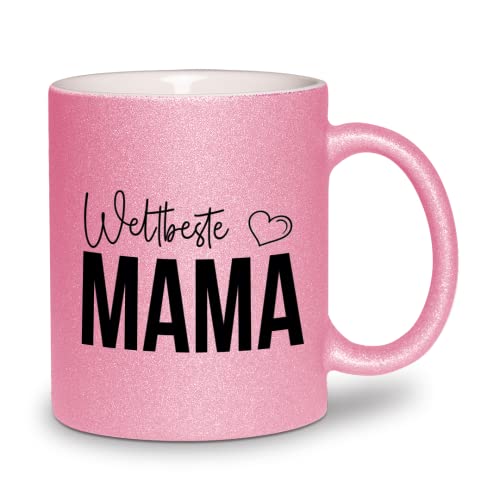 glitzertassen.de® | Weltbeste Mama | Tasse mit Glitzer | Geschenkidee | Muttertag | Rosé von glitzertassen-de