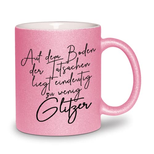 glitzertassen.de® | Auf dem Boden der Tatsachen | Tasse mit Glitzer | Geschenkidee (Rosé) von glitzertassen-de