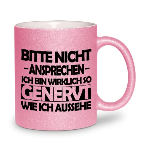 glitzertassen.de® | Bitte nicht ansprechen | Tasse mit Glitzer | Geschenkidee | Rosé von glitzertassen-de