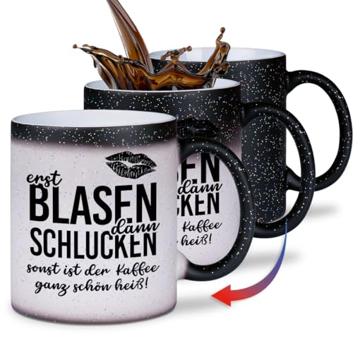 glitzertassen.de® | Erst blasen dann schlucken | Farbwechseltasse mit Glitzer | Geschenkidee | Magic-Tasse von glitzertassen-de