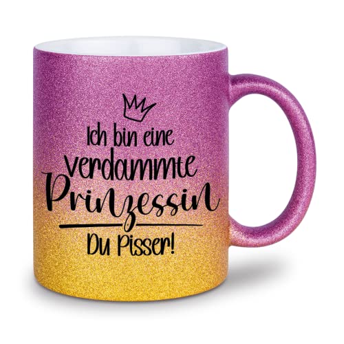 glitzertassen.de® | Ich bin eine verdammte Prinzessin | Tasse mit Glitzer | Geschenkidee | Violettgold von glitzertassen-de