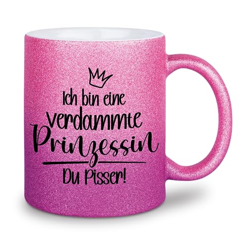 glitzertassen.de® | Ich bin eine verdammte Prinzessin | Tasse mit Glitzer | Geschenkidee | Roséviolett von glitzertassen-de