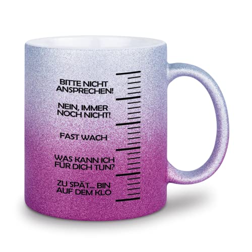 glitzertassen.de® | Kaffeefüllstand | Tasse mit Glitzer | Geschenkidee (Silberviolett) von glitzertassen-de