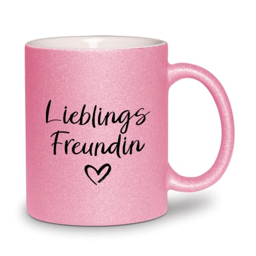 glitzertassen.de® | Lieblingsfreundin | Tasse mit Glitzer | Geschenkidee (Rosé) von glitzertassen-de