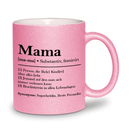 glitzertassen.de® | Mama Definition | Tasse mit Glitzer | Geschenkidee | Muttertag | Rosé von glitzertassen-de