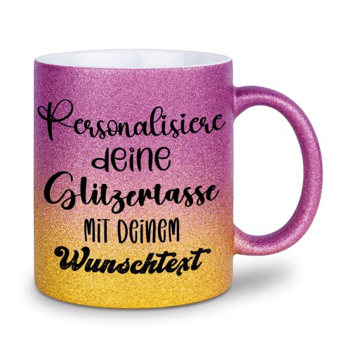 glitzertassen.de® | Personalisiert mit deinem Wunschtext | Tasse mit Glitzer | Geschenkidee | Geburtstag | Kaffeetasse | lustige Sprüche | Keramik | 330 ml | Violettgold von glitzertassen-de