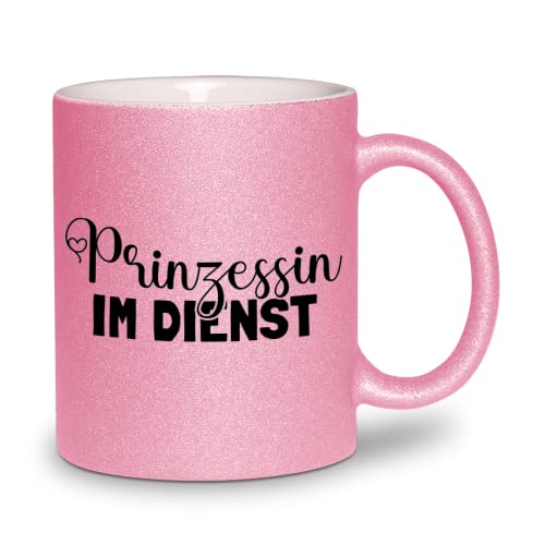 glitzertassen.de® | Prinzessin im Dienst | Tasse mit Glitzer | Geschenkidee (Rosé) von glitzertassen-de