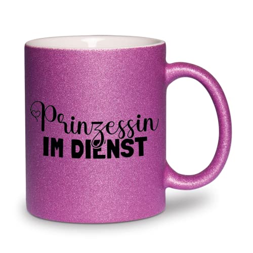 glitzertassen.de® | Prinzessin im Dienst | Tasse mit Glitzer | Geschenkidee (Violett) von glitzertassen-de