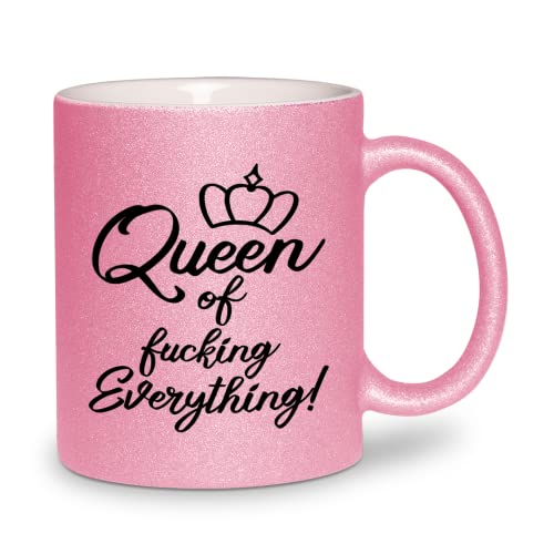 glitzertassen.de® | Queen of fucking everything | Tasse mit Glitzer | Geschenkidee | Rosé von glitzertassen-de