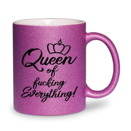 glitzertassen.de® | Queen of fucking everything | Tasse mit Glitzer | Geschenkidee | Violett von glitzertassen-de