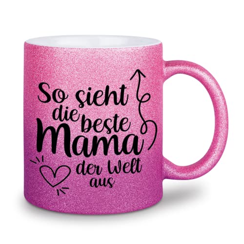 glitzertassen.de® |So sieht die beste Mama der Welt aus | Tasse mit Glitzer | Geschenkidee (Roséviolett) von glitzertassen-de