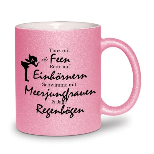 glitzertassen.de® | Tanz mit Feen | Tasse mit Glitzer | Geschenkidee (Rosé) von glitzertassen-de