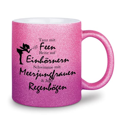 glitzertassen.de® | Tanz mit Feen | Tasse mit Glitzer | Geschenkidee (Roséviolett) von glitzertassen-de