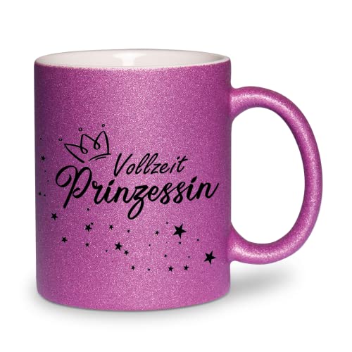 glitzertassen.de® | Vollzeit Prinzessin | Tasse mit Glitzer | Geschenkidee | Violett von glitzertassen-de