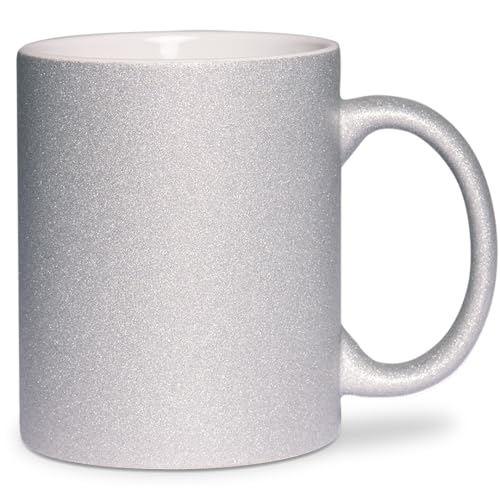 glitzertassen.de® | Tasse mit Glitzer | Glitzertasse in diversen Farben | Geschenkidee | Silber von glitzertassen-de