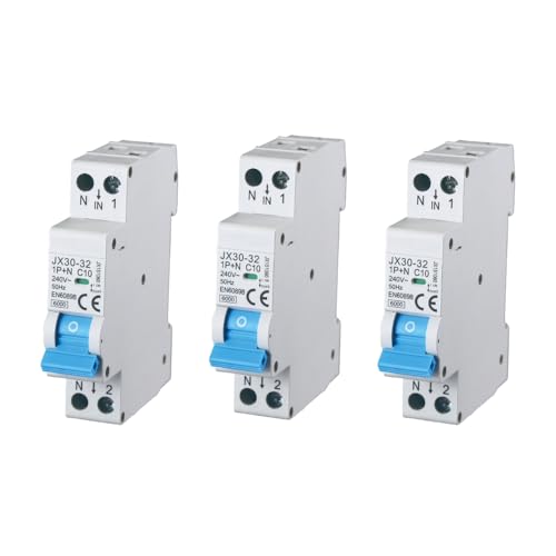 gloca Set 3 Interruttori Magnetotermici Automatici 1P+N 10A 220V 6KA 1 Modulo DIN C10 von gloca