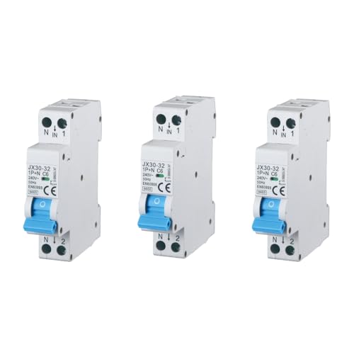 gloca Set 3 Interruttori Magnetotermici Automatici 1P+N 6A 220V 6KA 1 Modulo DIN C6 von gloca