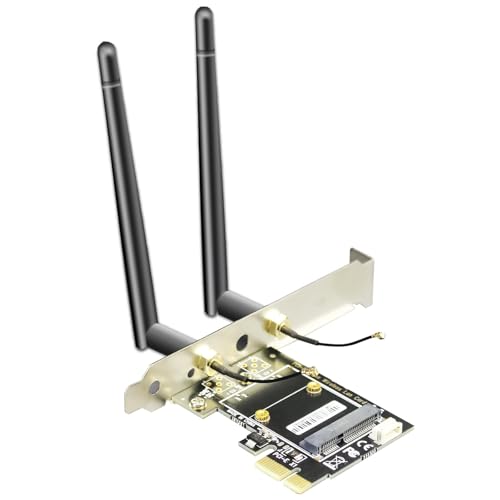 GLOTRENDS WA02 Mini PCIe zu PCIe X1 WiFi Bluetooth Adapter für Mini PCIe WiFi 4/5/6/6e Modul/Coral TPU Modul, mit 3.5-dBi SMA Antennen Kits von GLOTRENDS